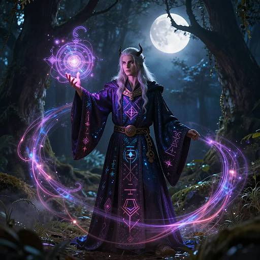 Mysterious Elven Mage in Enchanted Forest