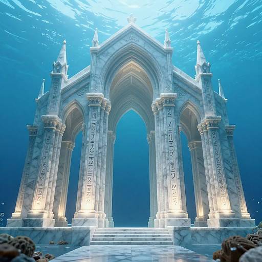 Ethereal Underwater Marble Cathedral