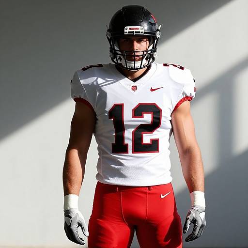 Muscular Football Player in Bright Light