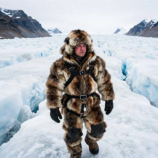 2721 Inuit Guide at Glacier Crevasse