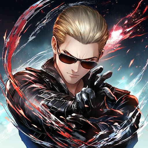 Illustration of Albert wesker, resident evil in the style of Ogata tei
