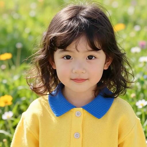 Cheerful Girl in Sunny Meadow