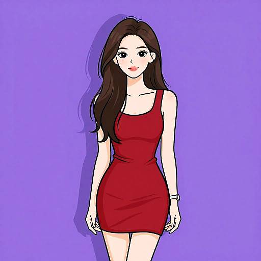 Elegant Woman in Red Mini Dress