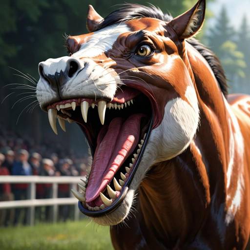 Aggressive Horse with Sharp Teeth