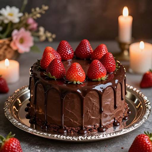 Decadent Chocolate Cake with Strawberries