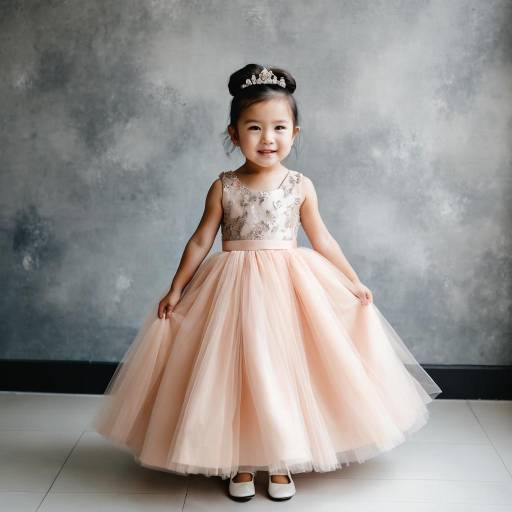 Little Girl in Elegant Peach Dress