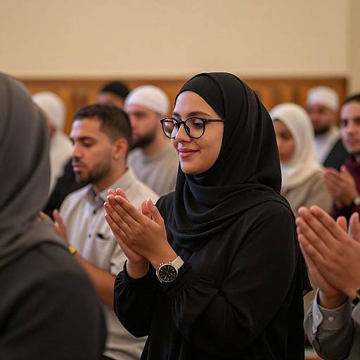 Joyful Woman Celebrating Eid Prayer