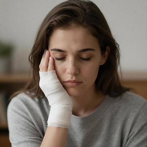 Young Woman with Bandaged Hand Portrait