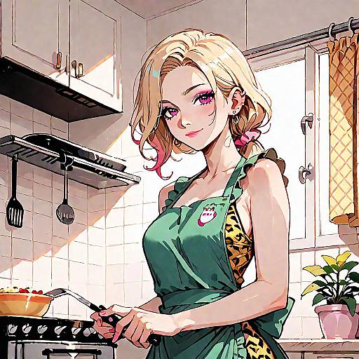 Anime Girl in Kitchen Apron