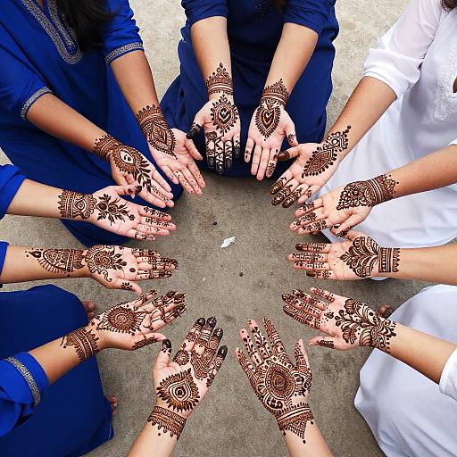 Vibrant Henna Adorned Hands Circle
