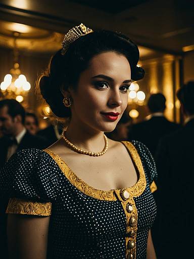 Woman in Retro Party Dress Costume