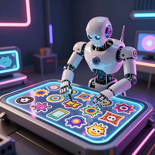 Futuristic Robot Sticker AI Generator