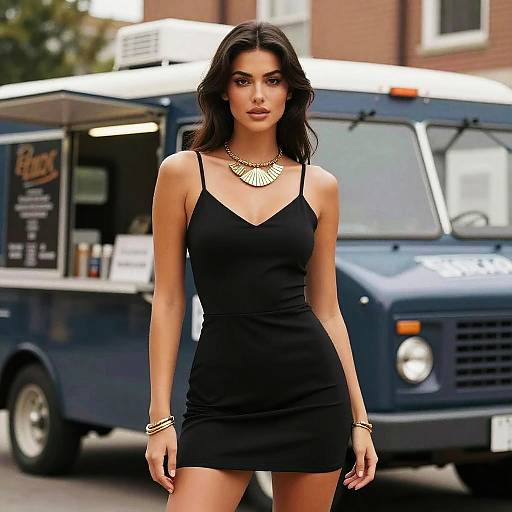 Voluptuous Woman at Food Truck Rally