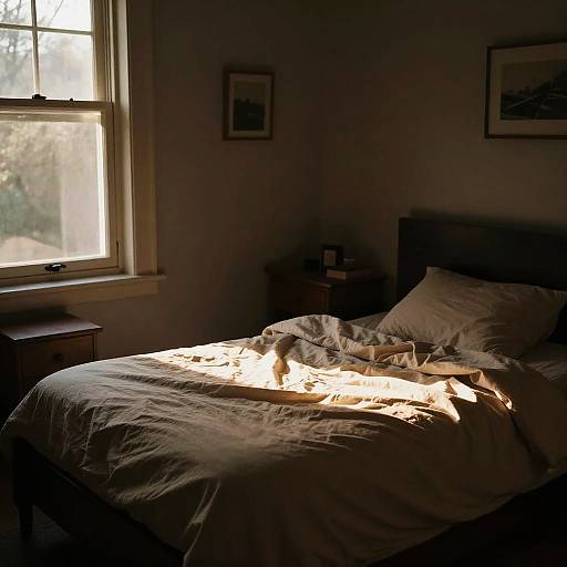 Cozy Bedroom in Warm Sunlight