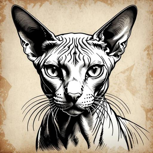 Majestic Sphynx Cat Portrait in Monochrome