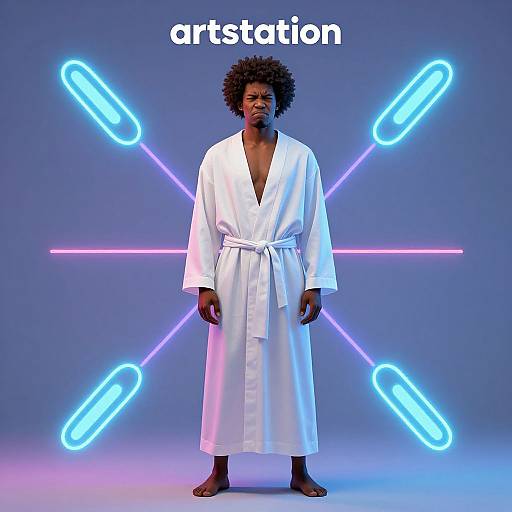 Afrofuturistic Man in White Robe