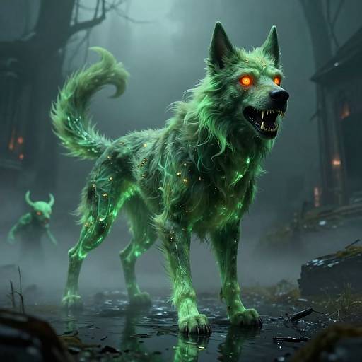 Ethereal Green Monstrous Dog