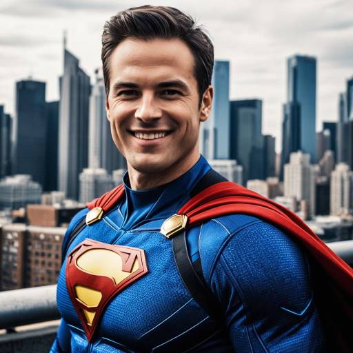 Confident Superhero in Blue Costume