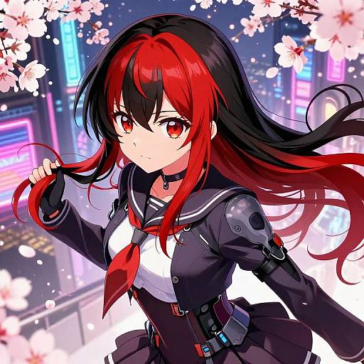 Dual Tone Anime Girl in Neon Bloom