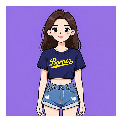 Casual Woman in Graphic Tee and Denim Shorts