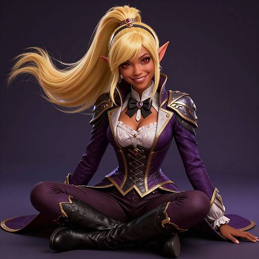 Vibrant Dark Elf Warrior Portrait