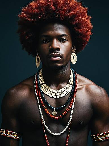 Dark-Skinned Male in African Costume