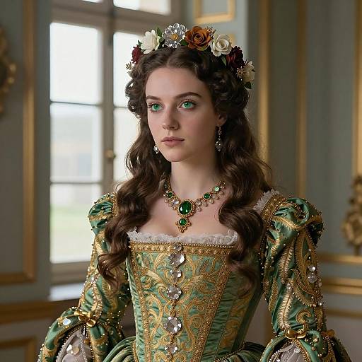 Elegant Renaissance Portrait with Crystals