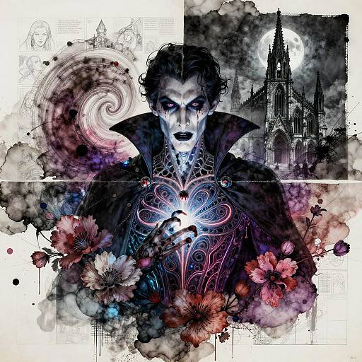 Gothic Vampire Hunter Neon Portrait