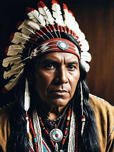 Dramatic Portrait of Native American Man