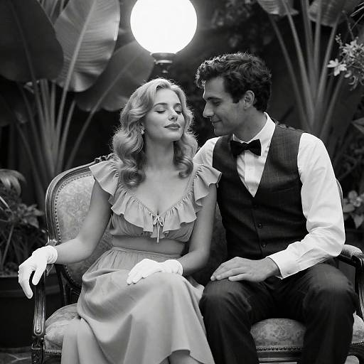 Romantic Black-and-White Garden Portrait