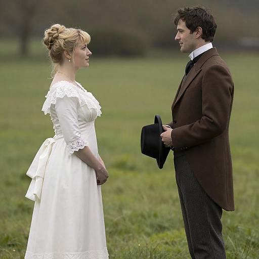 Victorian Couple in Grassy Field