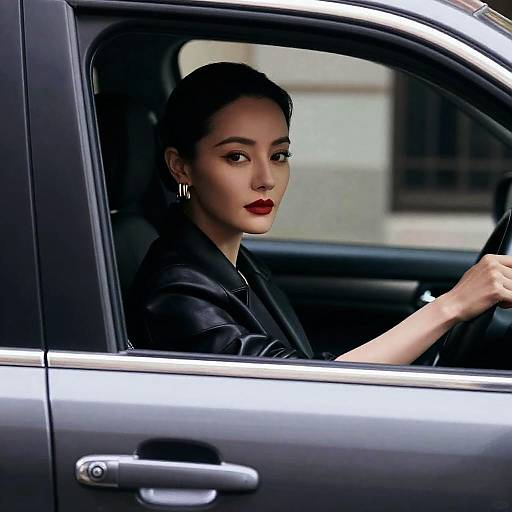 Stylish Woman in Urban Car Scene