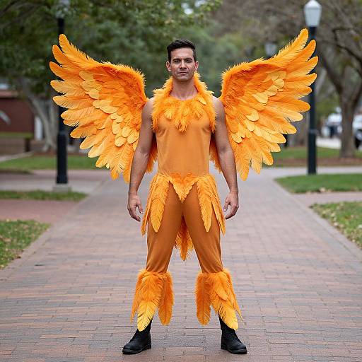 Male Phoenix Costume with Orange Feathers