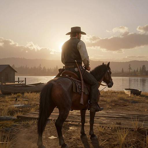 Cinematic Lone Gunslinger at Sunset