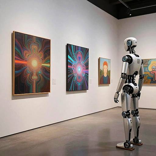 Futuristic AI Art Gallery Scene