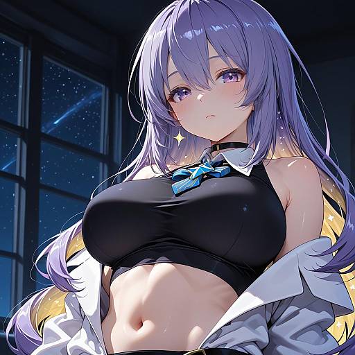 Illustration of Moona hoshinova (1st costume), hololive in the style of Puge