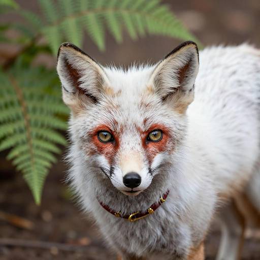 Close-Up of a Unique White Fox