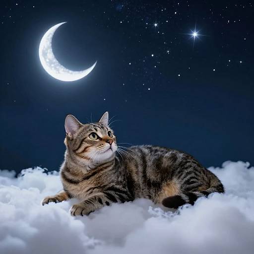 Serene Tabby Cat on Cloudscape