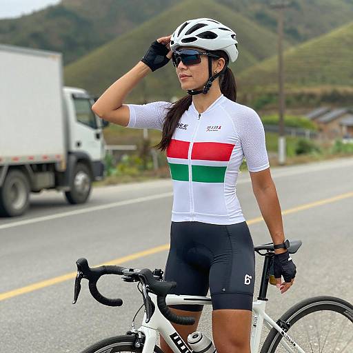 Fit Woman Cyclist on Rural Road