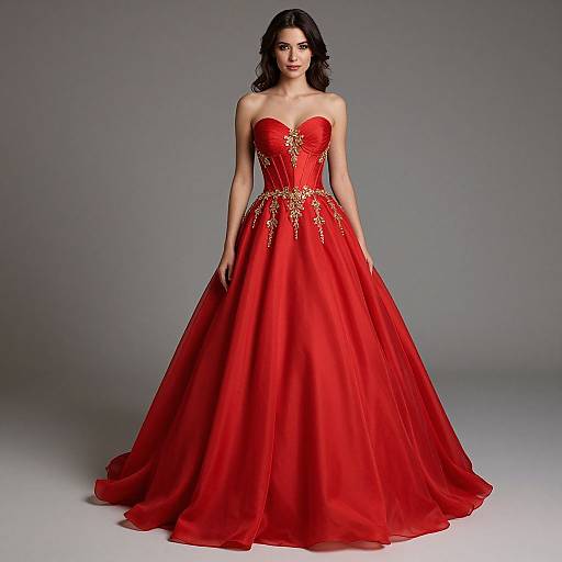 Elegant Red Corset Evening Gown