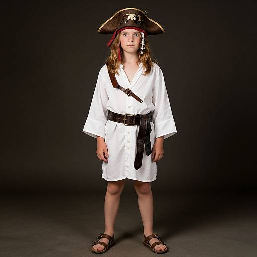 Male Pirate in White Short Dress