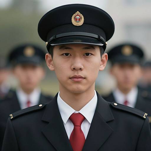 Realistic Male First Class Uniform Portrait
