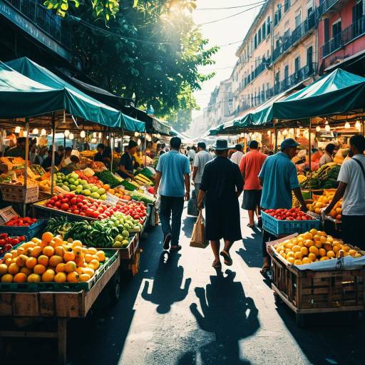Vibrant Open-Air Market Illustration