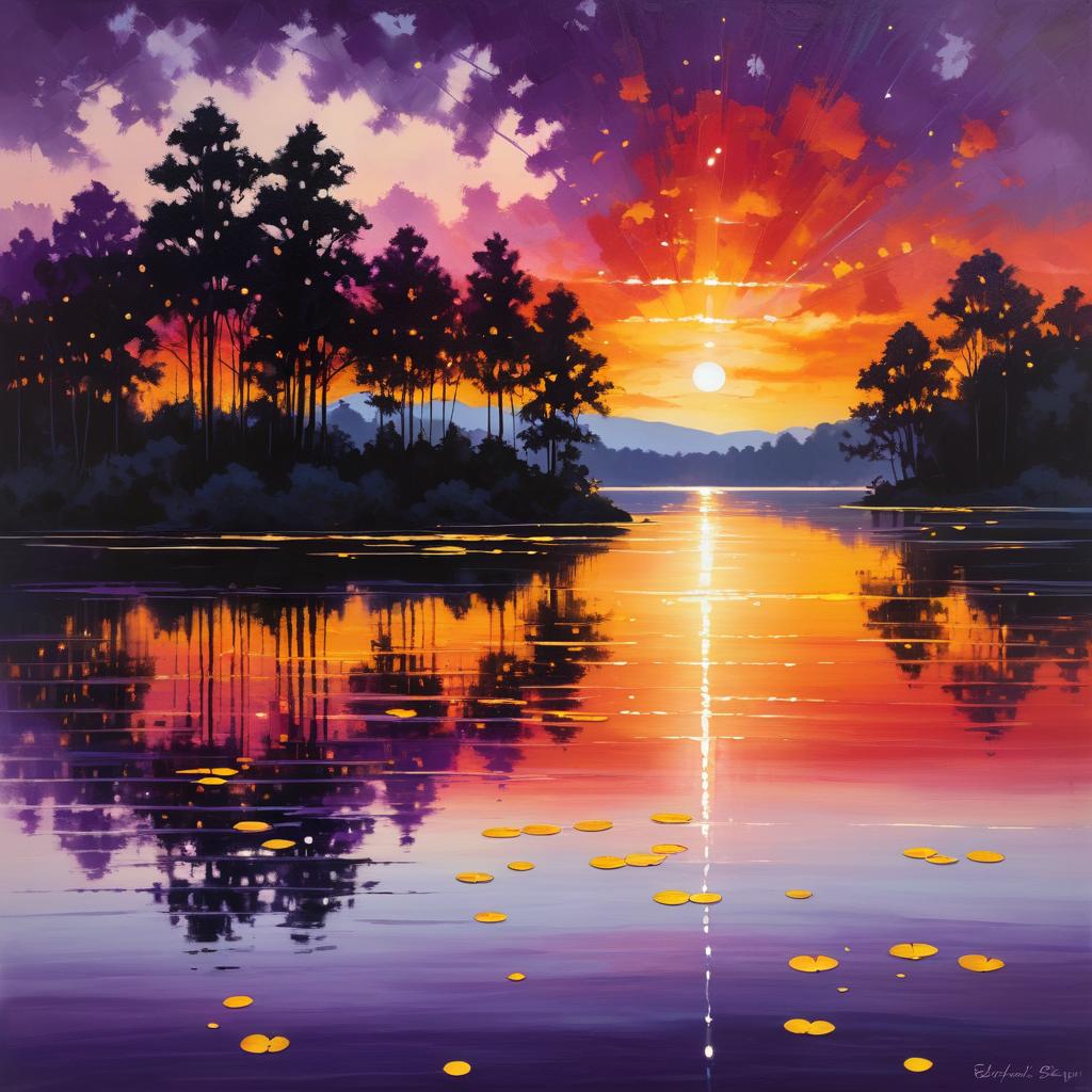 Serene Sunset Over a Reflective Lake