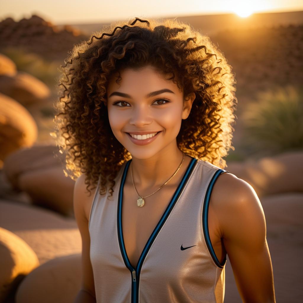 Cinematic Zendaya Portrait in Desert Light