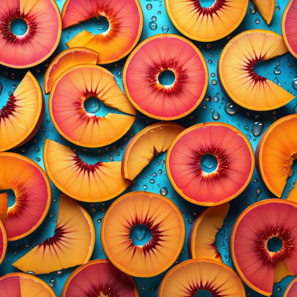 Maximalist Macro Shot of Sliced Peaches