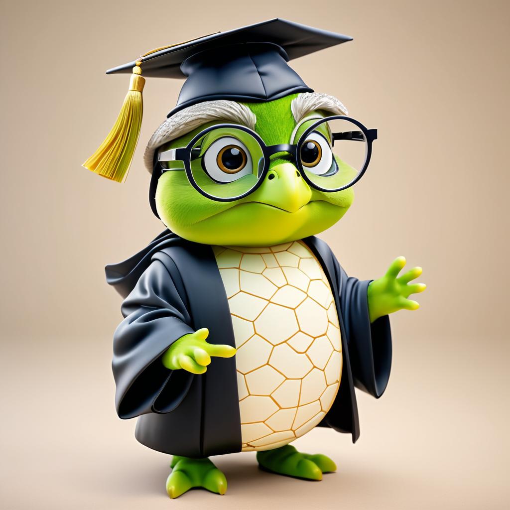 Scholarly Turtle with Cap and Gown