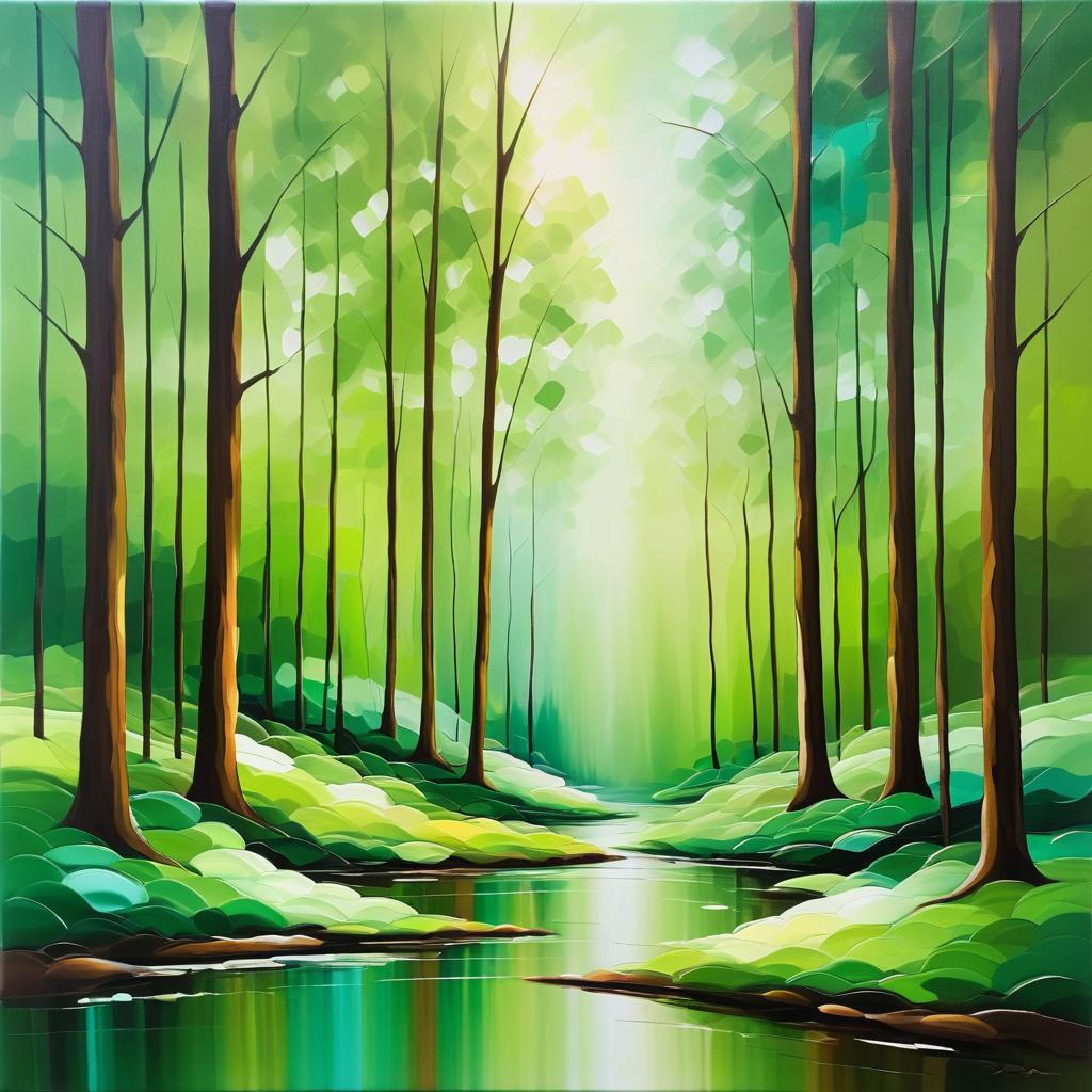 Serene Vibrant Abstract Forest Landscape