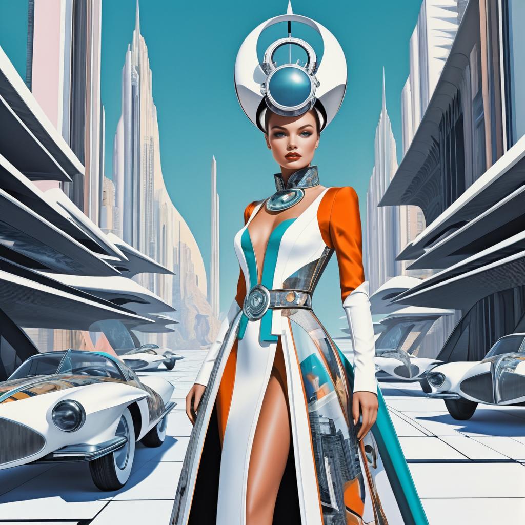 Futuristic Huntress: A Vintage Art Fusion