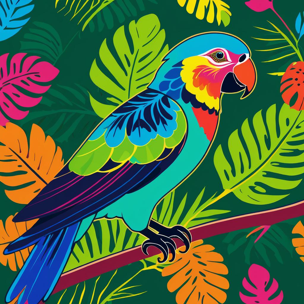 Vibrant Parrot Block Print Design